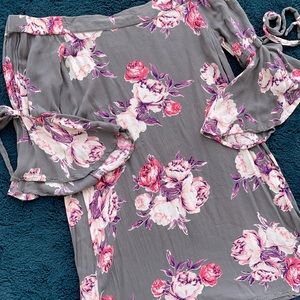 Daytrip off the shoulder light weight dress with bell sleeves